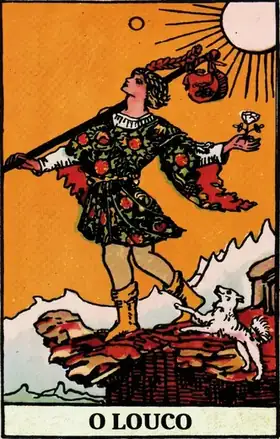 Carta O Louco do tarot Smith-Waite
