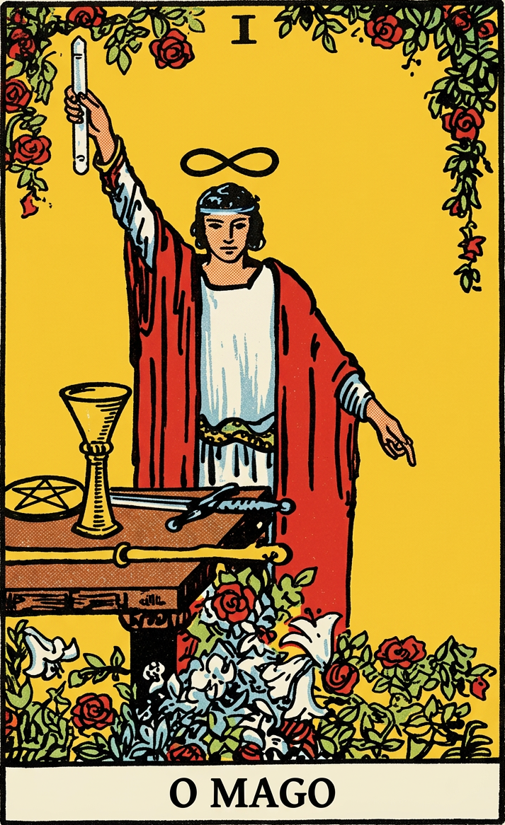 Carta O Mago do tarot Smith-Waite